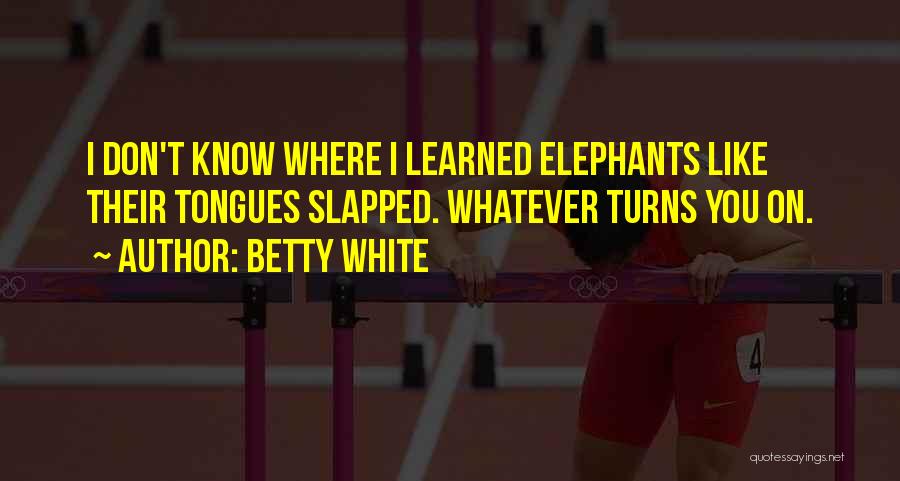 Betty White Quotes: I Don't Know Where I Learned Elephants Like Their Tongues Slapped. Whatever Turns You On.