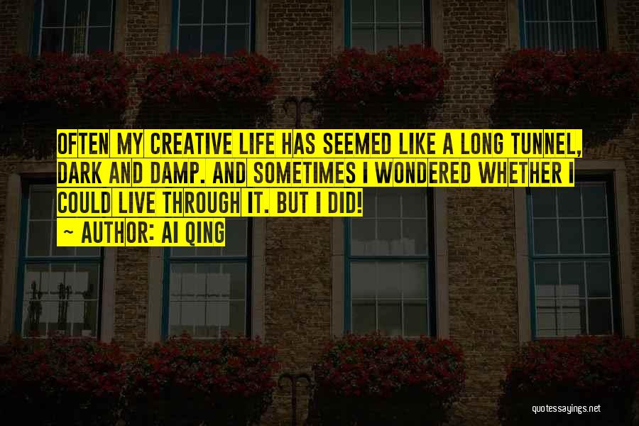 Ai Qing Quotes: Often My Creative Life Has Seemed Like A Long Tunnel, Dark And Damp. And Sometimes I Wondered Whether I Could