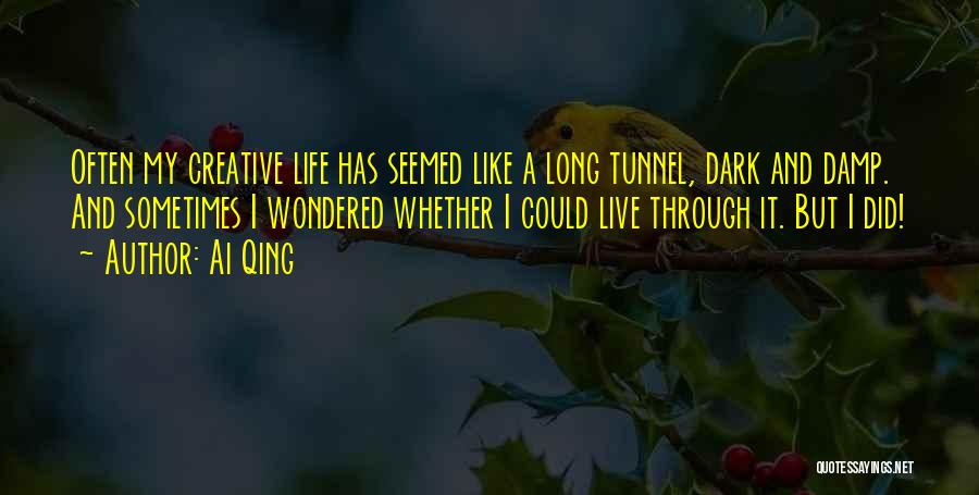 Ai Qing Quotes: Often My Creative Life Has Seemed Like A Long Tunnel, Dark And Damp. And Sometimes I Wondered Whether I Could