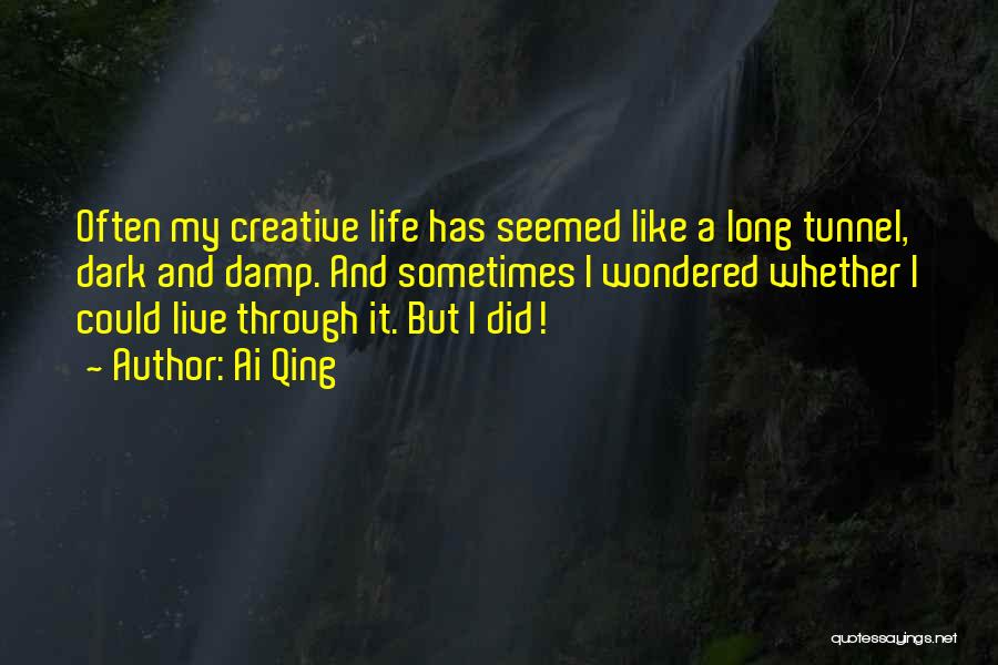 Ai Qing Quotes: Often My Creative Life Has Seemed Like A Long Tunnel, Dark And Damp. And Sometimes I Wondered Whether I Could