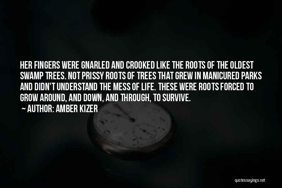 Amber Kizer Quotes: Her Fingers Were Gnarled And Crooked Like The Roots Of The Oldest Swamp Trees. Not Prissy Roots Of Trees That