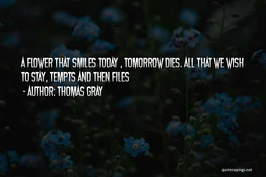 Thomas Gray Quotes: A Flower That Smiles Today , Tomorrow Dies. All That We Wish To Stay, Tempts And Then Files