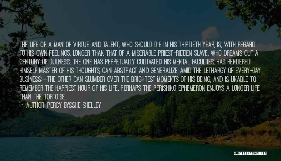 Percy Bysshe Shelley Quotes: The Life Of A Man Of Virtue And Talent, Who Should Die In His Thirtieth Year, Is, With Regard To