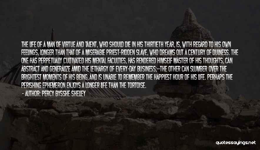 Percy Bysshe Shelley Quotes: The Life Of A Man Of Virtue And Talent, Who Should Die In His Thirtieth Year, Is, With Regard To