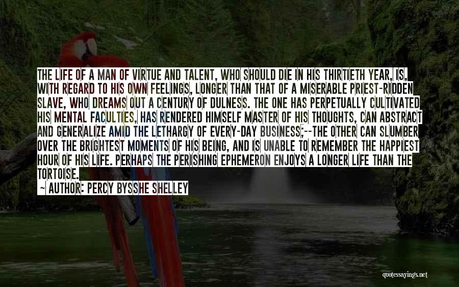 Percy Bysshe Shelley Quotes: The Life Of A Man Of Virtue And Talent, Who Should Die In His Thirtieth Year, Is, With Regard To