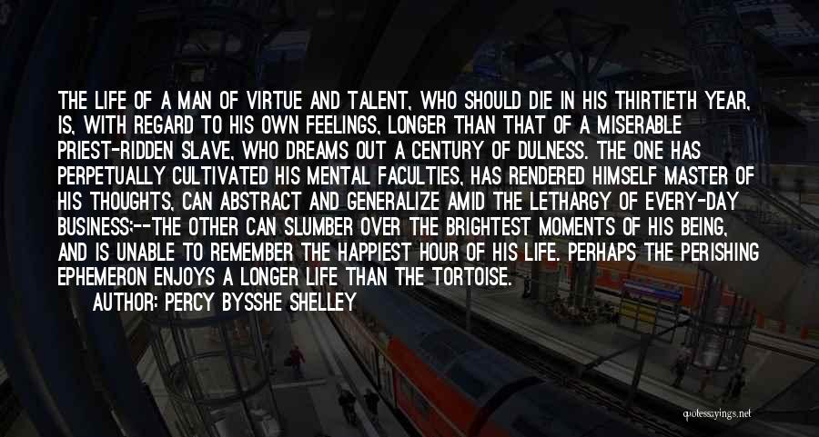 Percy Bysshe Shelley Quotes: The Life Of A Man Of Virtue And Talent, Who Should Die In His Thirtieth Year, Is, With Regard To