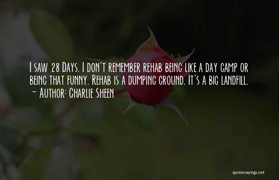 Charlie Sheen Quotes: I Saw 28 Days. I Don't Remember Rehab Being Like A Day Camp Or Being That Funny. Rehab Is A