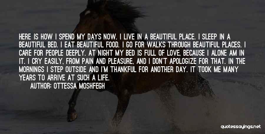 Ottessa Moshfegh Quotes: Here Is How I Spend My Days Now. I Live In A Beautiful Place. I Sleep In A Beautiful Bed.