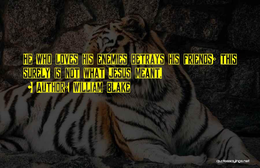 William Blake Quotes: He Who Loves His Enemies Betrays His Friends; This Surely Is Not What Jesus Meant.