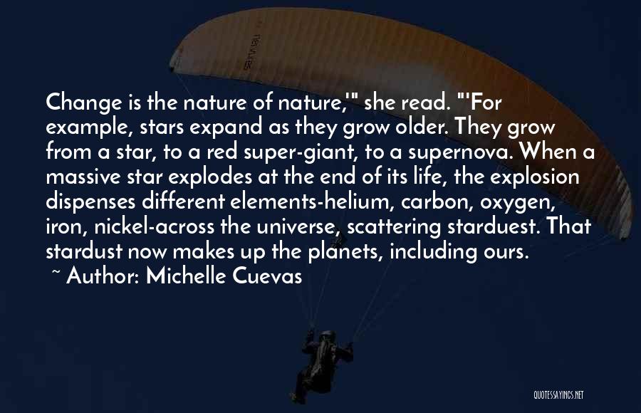 Michelle Cuevas Quotes: Change Is The Nature Of Nature,' She Read. 'for Example, Stars Expand As They Grow Older. They Grow From A