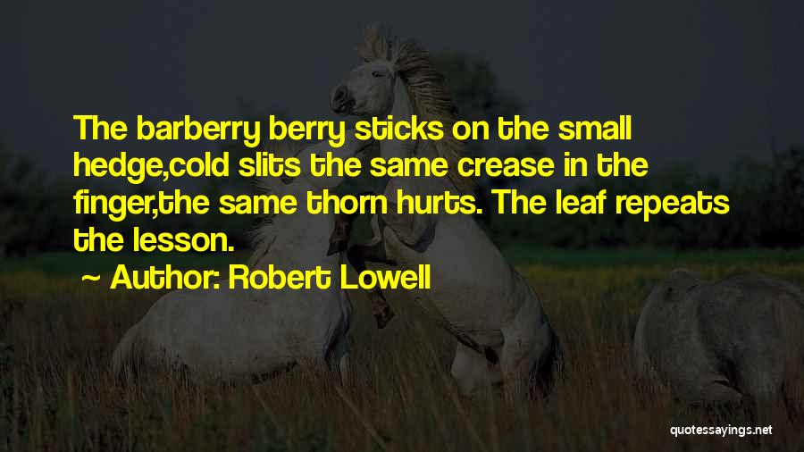 Robert Lowell Quotes: The Barberry Berry Sticks On The Small Hedge,cold Slits The Same Crease In The Finger,the Same Thorn Hurts. The Leaf