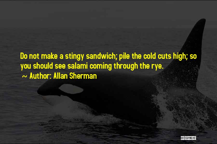 Allan Sherman Quotes: Do Not Make A Stingy Sandwich; Pile The Cold Cuts High; So You Should See Salami Coming Through The Rye.