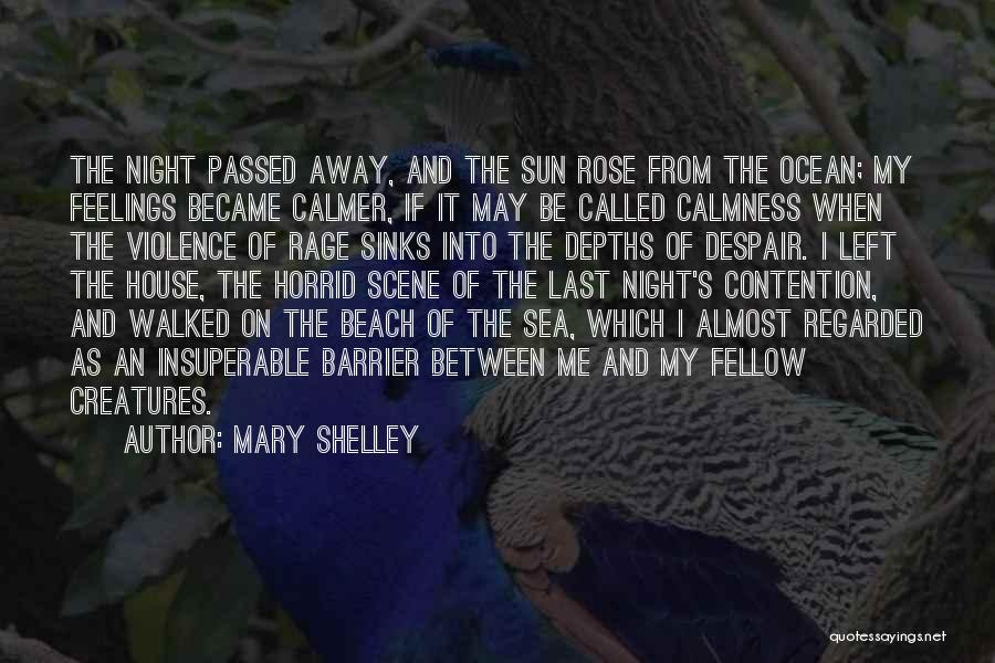 Mary Shelley Quotes: The Night Passed Away, And The Sun Rose From The Ocean; My Feelings Became Calmer, If It May Be Called