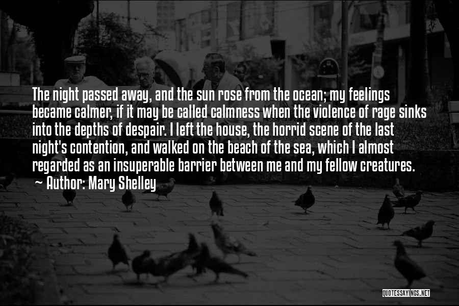 Mary Shelley Quotes: The Night Passed Away, And The Sun Rose From The Ocean; My Feelings Became Calmer, If It May Be Called