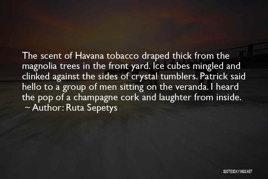 Ruta Sepetys Quotes: The Scent Of Havana Tobacco Draped Thick From The Magnolia Trees In The Front Yard. Ice Cubes Mingled And Clinked