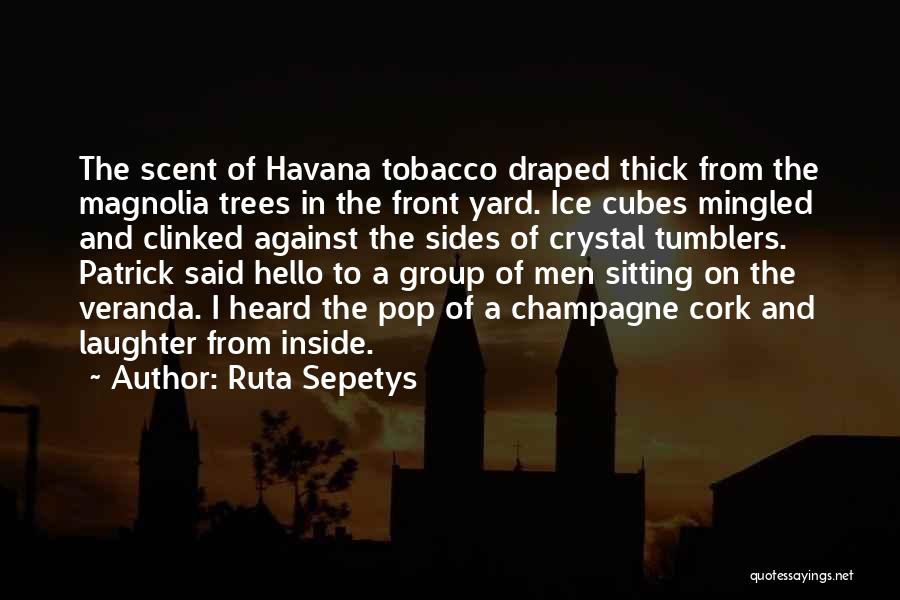 Ruta Sepetys Quotes: The Scent Of Havana Tobacco Draped Thick From The Magnolia Trees In The Front Yard. Ice Cubes Mingled And Clinked