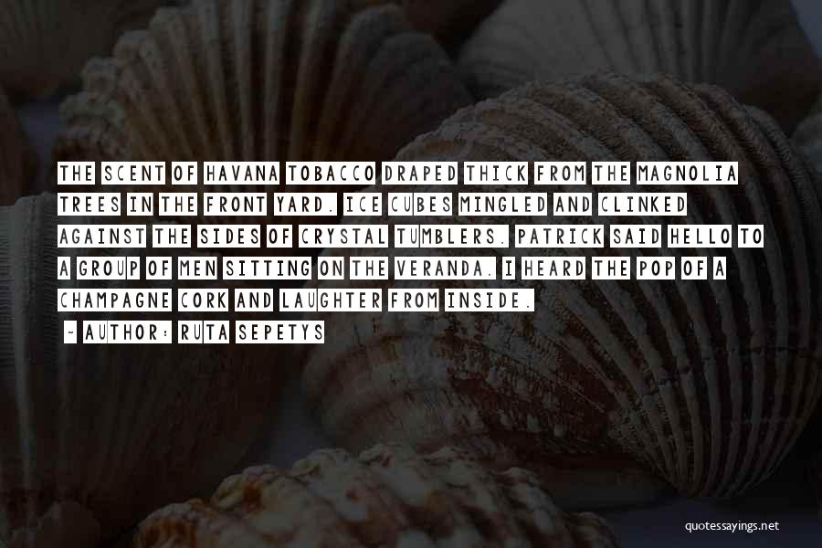 Ruta Sepetys Quotes: The Scent Of Havana Tobacco Draped Thick From The Magnolia Trees In The Front Yard. Ice Cubes Mingled And Clinked