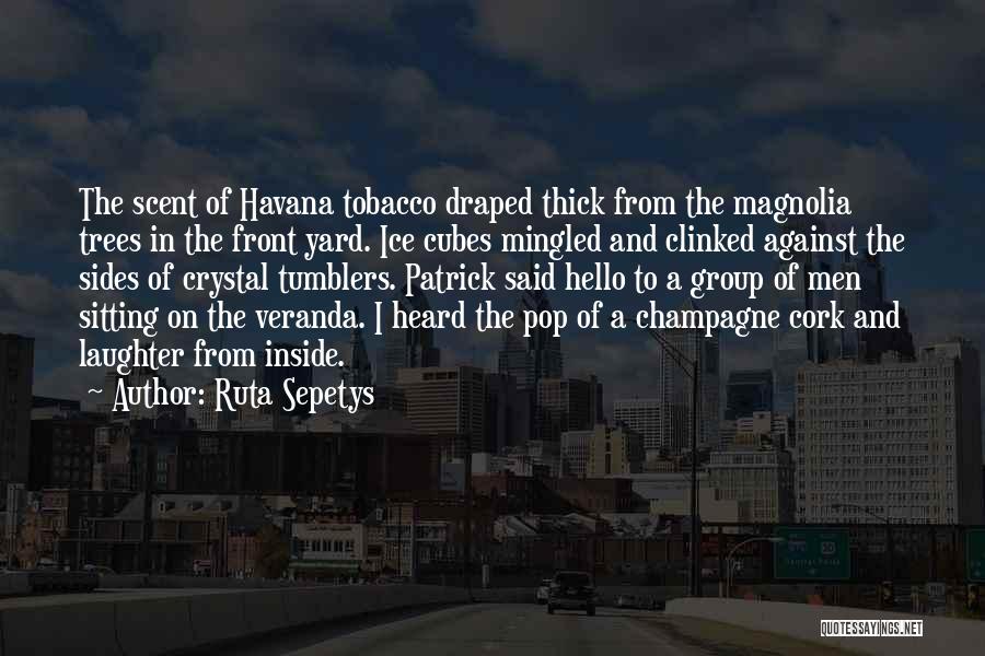 Ruta Sepetys Quotes: The Scent Of Havana Tobacco Draped Thick From The Magnolia Trees In The Front Yard. Ice Cubes Mingled And Clinked