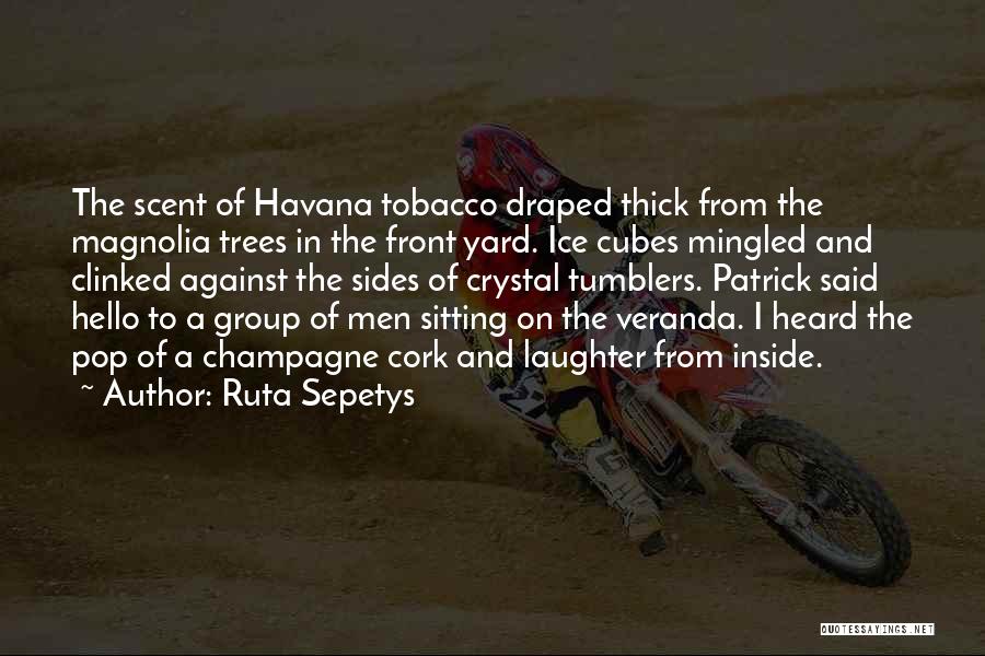Ruta Sepetys Quotes: The Scent Of Havana Tobacco Draped Thick From The Magnolia Trees In The Front Yard. Ice Cubes Mingled And Clinked