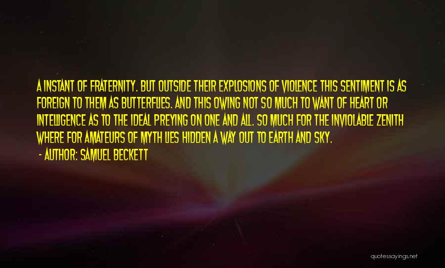 Samuel Beckett Quotes: A Instant Of Fraternity. But Outside Their Explosions Of Violence This Sentiment Is As Foreign To Them As Butterflies. And