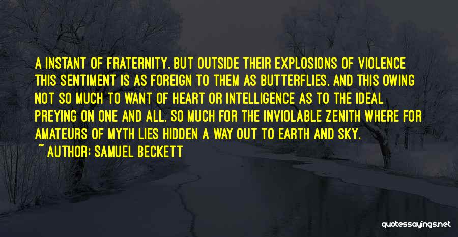 Samuel Beckett Quotes: A Instant Of Fraternity. But Outside Their Explosions Of Violence This Sentiment Is As Foreign To Them As Butterflies. And