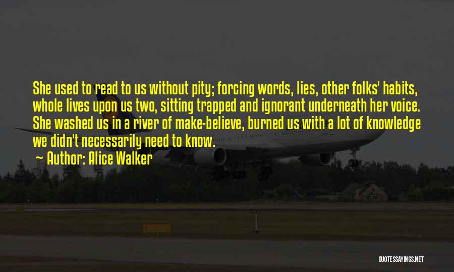 Alice Walker Quotes: She Used To Read To Us Without Pity; Forcing Words, Lies, Other Folks' Habits, Whole Lives Upon Us Two, Sitting