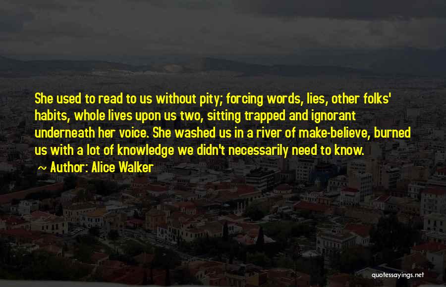 Alice Walker Quotes: She Used To Read To Us Without Pity; Forcing Words, Lies, Other Folks' Habits, Whole Lives Upon Us Two, Sitting