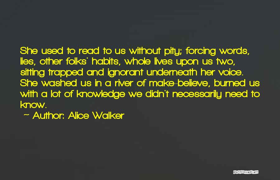 Alice Walker Quotes: She Used To Read To Us Without Pity; Forcing Words, Lies, Other Folks' Habits, Whole Lives Upon Us Two, Sitting