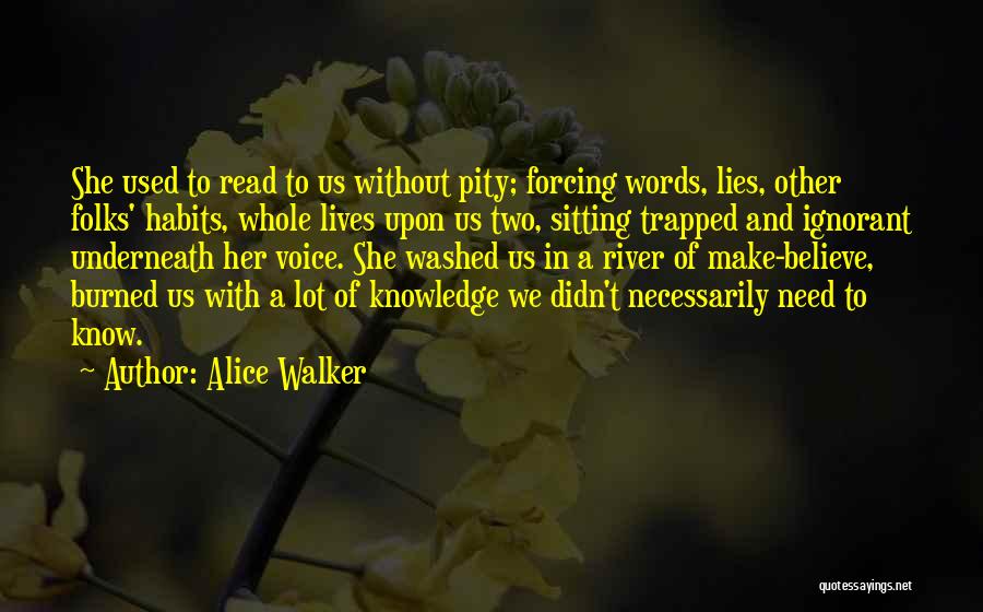 Alice Walker Quotes: She Used To Read To Us Without Pity; Forcing Words, Lies, Other Folks' Habits, Whole Lives Upon Us Two, Sitting