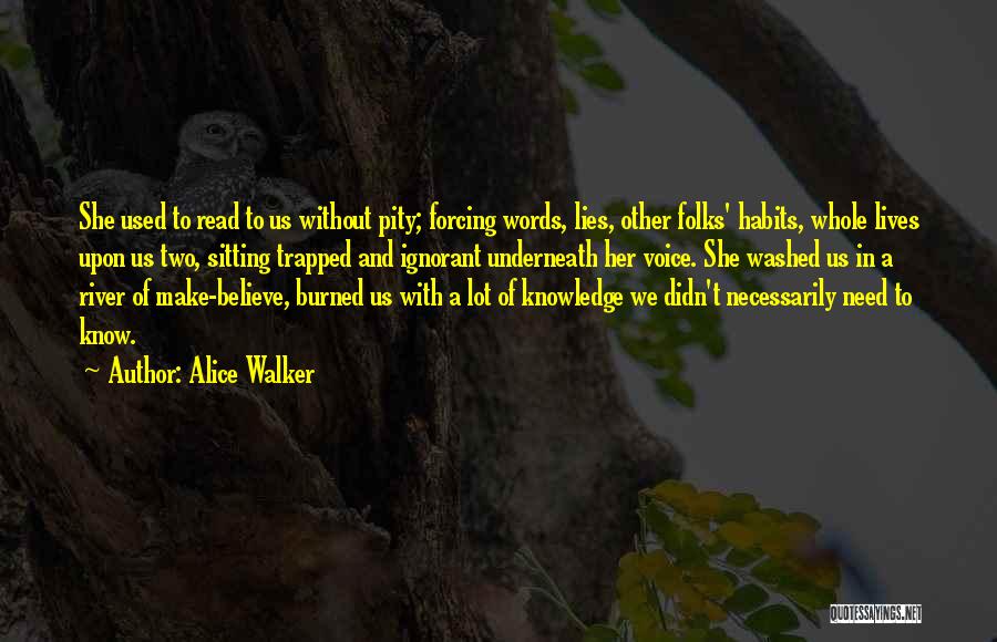 Alice Walker Quotes: She Used To Read To Us Without Pity; Forcing Words, Lies, Other Folks' Habits, Whole Lives Upon Us Two, Sitting