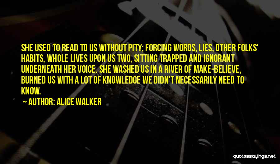 Alice Walker Quotes: She Used To Read To Us Without Pity; Forcing Words, Lies, Other Folks' Habits, Whole Lives Upon Us Two, Sitting