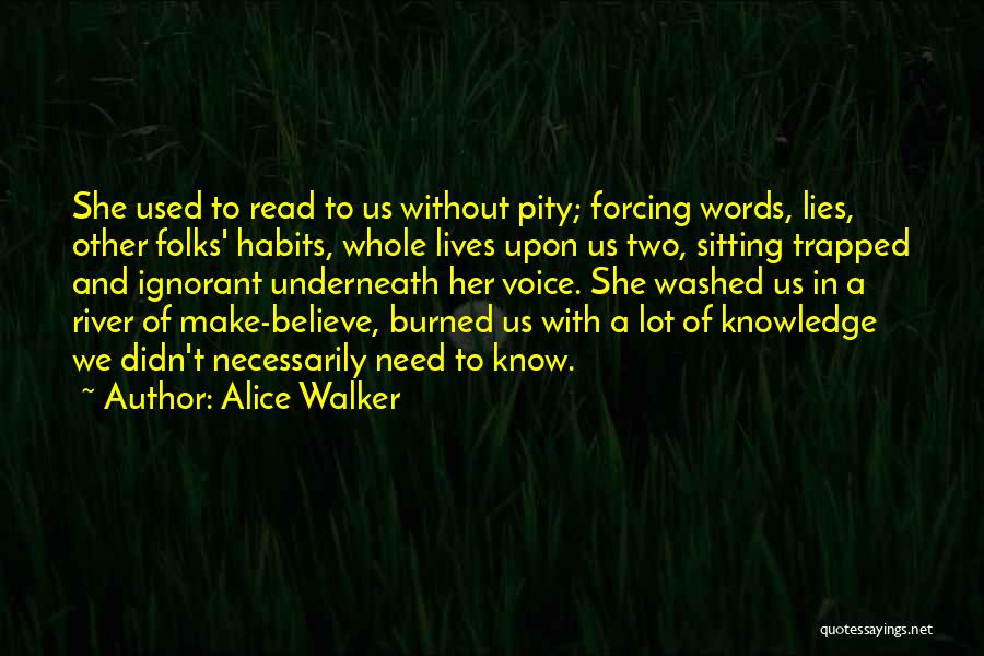 Alice Walker Quotes: She Used To Read To Us Without Pity; Forcing Words, Lies, Other Folks' Habits, Whole Lives Upon Us Two, Sitting