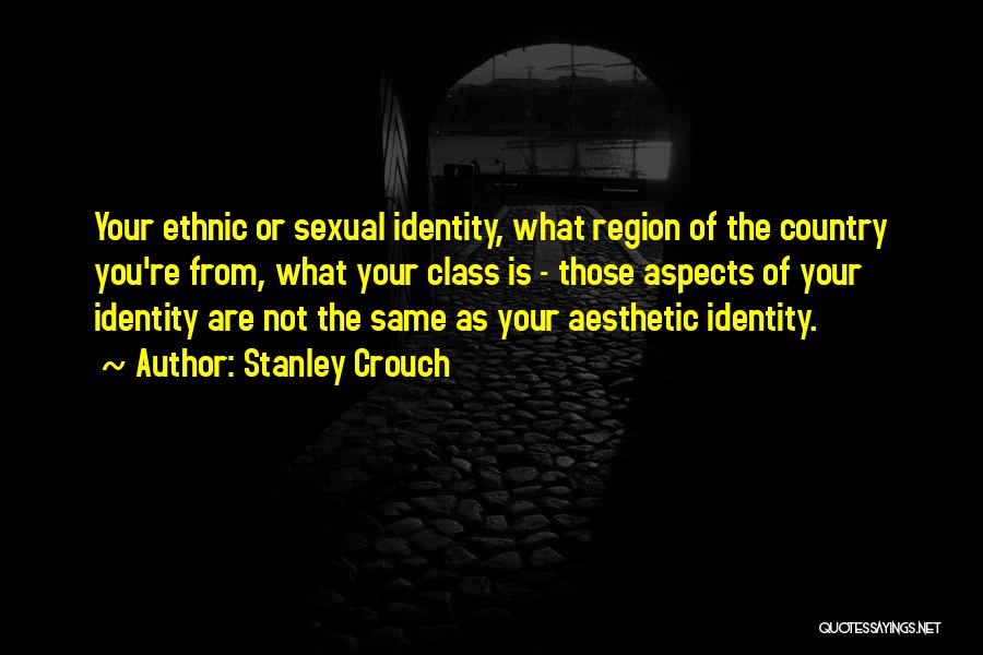 Stanley Crouch Quotes: Your Ethnic Or Sexual Identity, What Region Of The Country You're From, What Your Class Is - Those Aspects Of