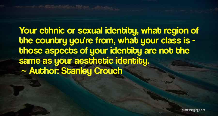 Stanley Crouch Quotes: Your Ethnic Or Sexual Identity, What Region Of The Country You're From, What Your Class Is - Those Aspects Of