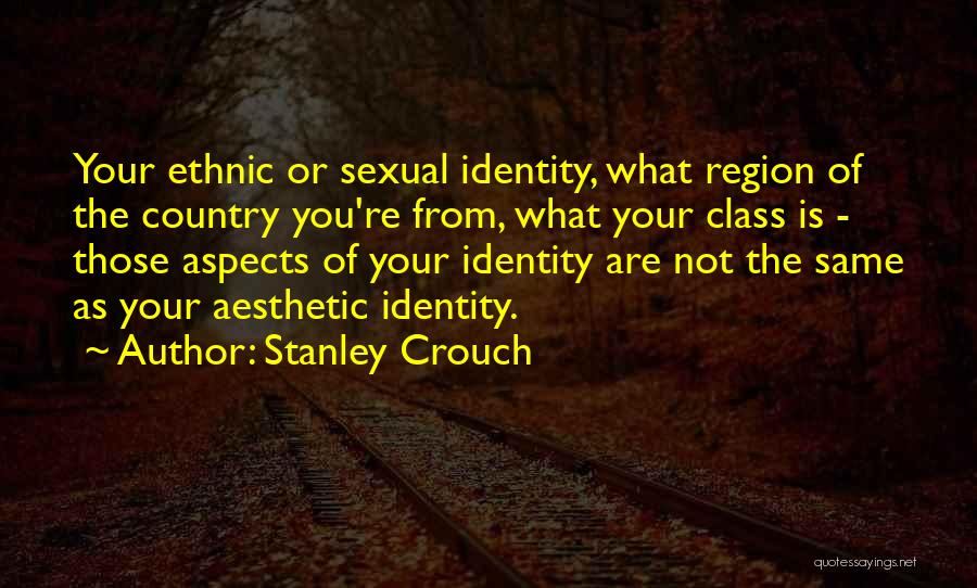 Stanley Crouch Quotes: Your Ethnic Or Sexual Identity, What Region Of The Country You're From, What Your Class Is - Those Aspects Of