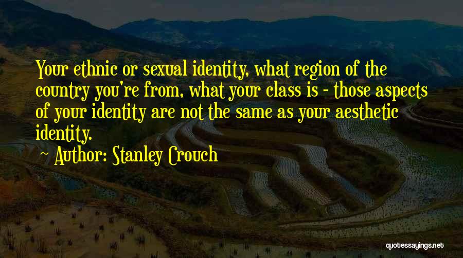 Stanley Crouch Quotes: Your Ethnic Or Sexual Identity, What Region Of The Country You're From, What Your Class Is - Those Aspects Of
