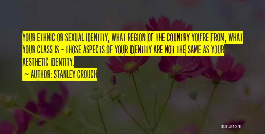 Stanley Crouch Quotes: Your Ethnic Or Sexual Identity, What Region Of The Country You're From, What Your Class Is - Those Aspects Of