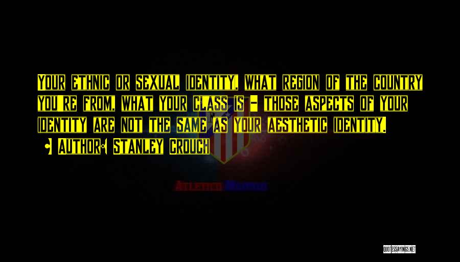 Stanley Crouch Quotes: Your Ethnic Or Sexual Identity, What Region Of The Country You're From, What Your Class Is - Those Aspects Of