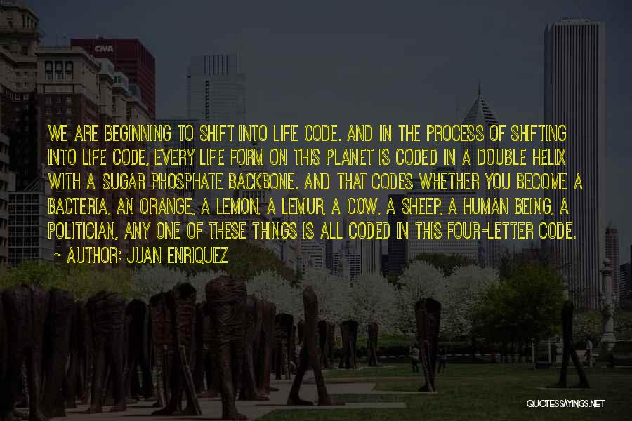 Juan Enriquez Quotes: We Are Beginning To Shift Into Life Code. And In The Process Of Shifting Into Life Code, Every Life Form