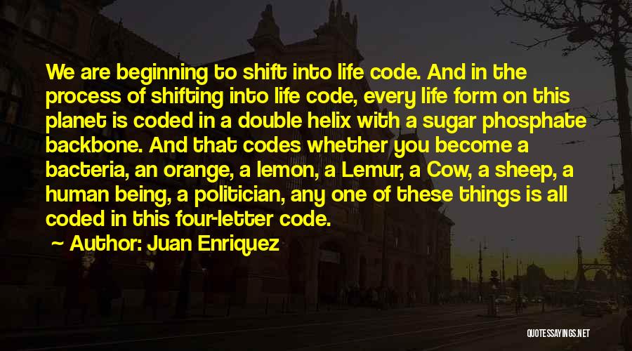 Juan Enriquez Quotes: We Are Beginning To Shift Into Life Code. And In The Process Of Shifting Into Life Code, Every Life Form