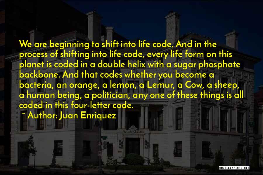 Juan Enriquez Quotes: We Are Beginning To Shift Into Life Code. And In The Process Of Shifting Into Life Code, Every Life Form