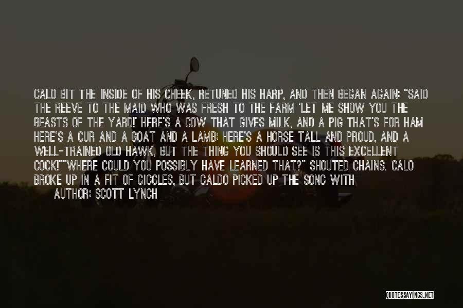 Scott Lynch Quotes: Calo Bit The Inside Of His Cheek, Retuned His Harp, And Then Began Again: Said The Reeve To The Maid