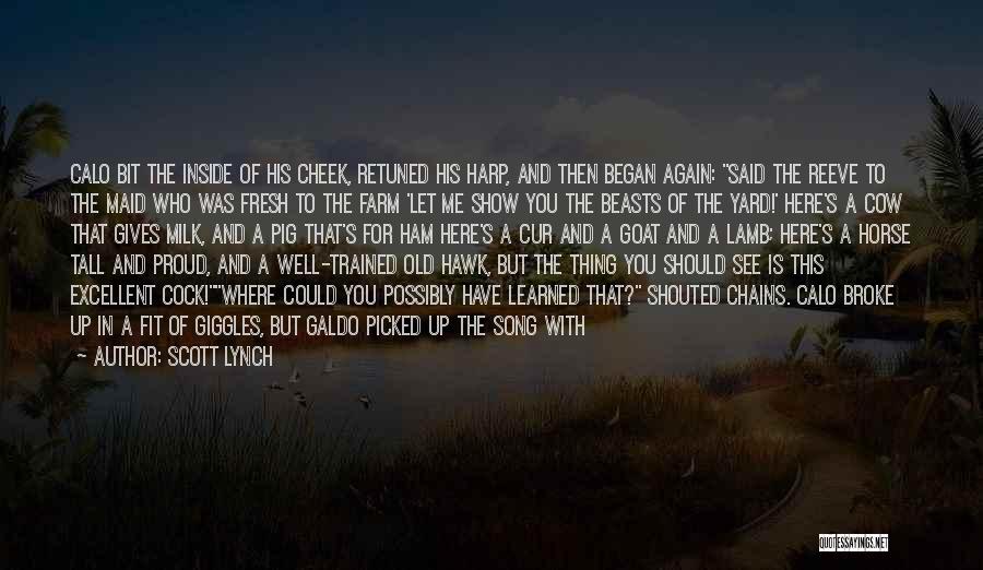 Scott Lynch Quotes: Calo Bit The Inside Of His Cheek, Retuned His Harp, And Then Began Again: Said The Reeve To The Maid