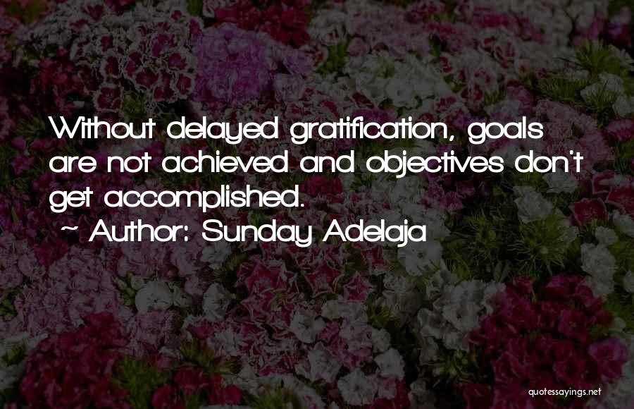 Sunday Adelaja Quotes: Without Delayed Gratification, Goals Are Not Achieved And Objectives Don't Get Accomplished.