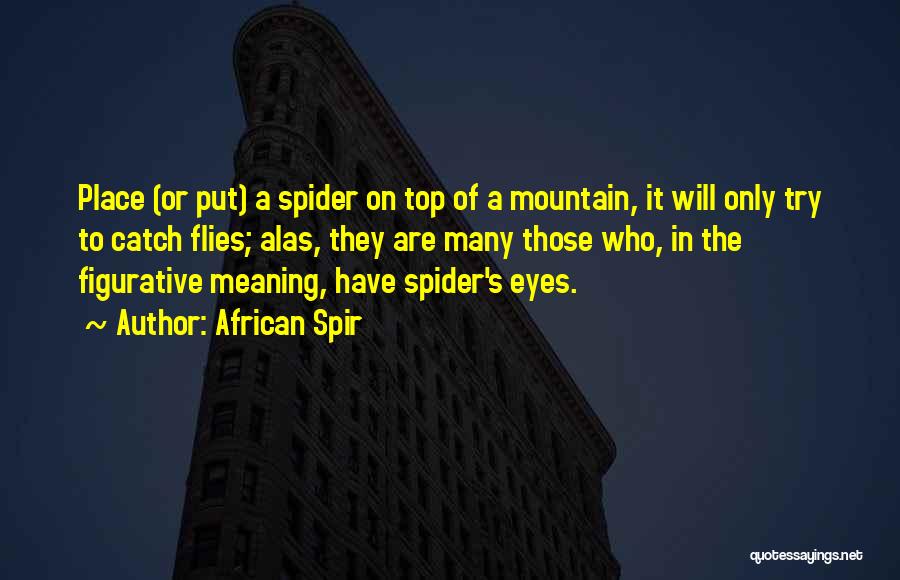 African Spir Quotes: Place (or Put) A Spider On Top Of A Mountain, It Will Only Try To Catch Flies; Alas, They Are