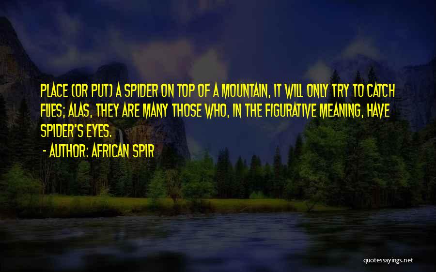 African Spir Quotes: Place (or Put) A Spider On Top Of A Mountain, It Will Only Try To Catch Flies; Alas, They Are