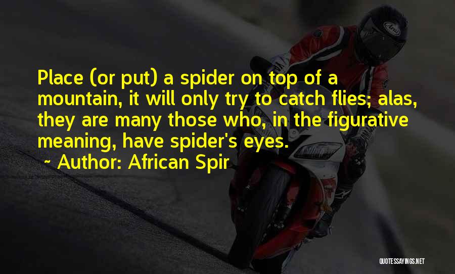 African Spir Quotes: Place (or Put) A Spider On Top Of A Mountain, It Will Only Try To Catch Flies; Alas, They Are