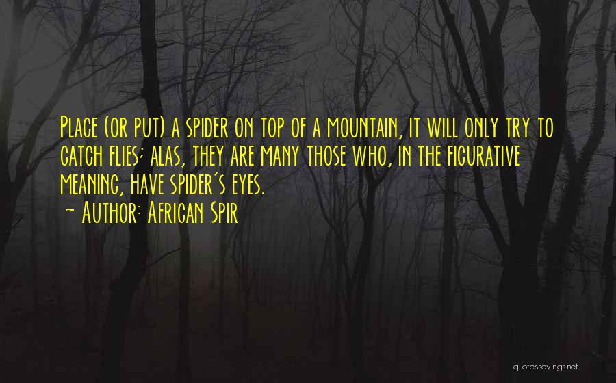 African Spir Quotes: Place (or Put) A Spider On Top Of A Mountain, It Will Only Try To Catch Flies; Alas, They Are