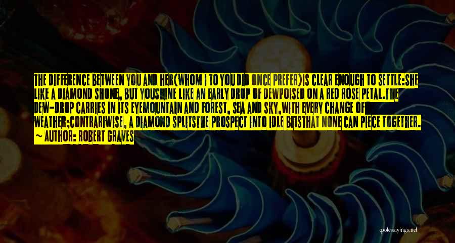 Robert Graves Quotes: The Difference Between You And Her(whom I To You Did Once Prefer)is Clear Enough To Settle:she Like A Diamond Shone,