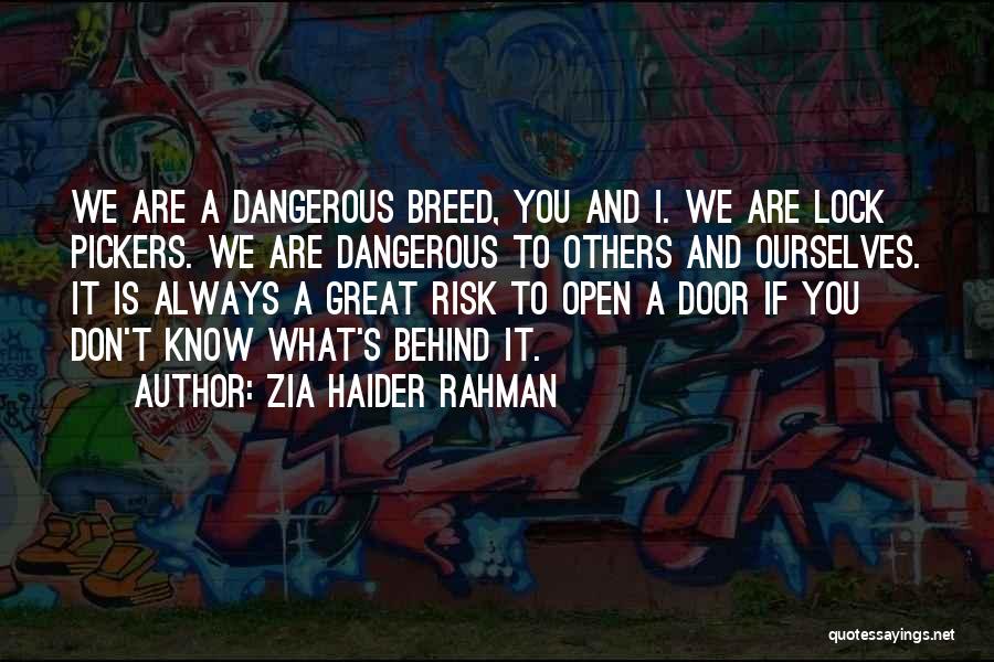 Zia Haider Rahman Quotes: We Are A Dangerous Breed, You And I. We Are Lock Pickers. We Are Dangerous To Others And Ourselves. It